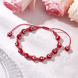 (123L) Белый крем непрозрачный блеск Бусины лампворк от сглаза плетеные браслеты из бисера для мужчин и женщин, со стеклянными бисеринами, огнеупорный кирпич, внутренний диаметр: 2-1/8~3-3/4 дюйм (5.45~9.55 см)