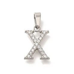 Нержавеющая Сталь Цвет 304 микро нержавеющей стали прокладывать Цирконом подвески, числовые прелести, цвет нержавеющей стали, 12x9x2 мм, отверстие : 4.5x2.5 мм