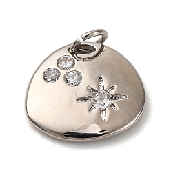 Платина Латунные микро проложить кубического циркония подвески, самородки со звездными подвесками, с целью перехода в кольце, долговечный, без кадмия и без свинца, стойки покрытие, платина, 13.5x14.5x2.5 мм, отверстие : 3 мм