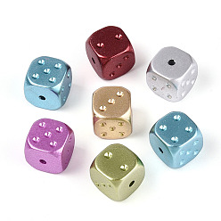 (52) Непрозрачная лаванда Непрозрачные акриловые бусины, окрашенные распылением, игральная кость, разноцветные, 14x14x14 мм, отверстие : 2.2 мм