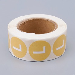 Yellow Paper Self-Adhesive Clothing Size Labels, for Clothes, Size Tags, Round with Size L, Yellow, 25mm, 500pcs/roll
