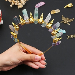 Флюорит Резинки для волос из натурального флюорита, аксессуары для волос для женщин и девочек, 185x155x15 мм