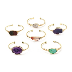 (52) Непрозрачная лаванда Окрашенный натуральный агат нерегулярный браслет-манжета druzy nugget, ювелирные изделия из золотой латуни для женщин, без кадмия и без свинца, разноцветные, внутренний диаметр: 2-1/2 дюйм (6.4 см)