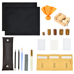 Mixed Color Engraving Tool Set, Including Seal Cutting Knife, Sandpaper, Shoushan Stone, Brush, Pen, Paper, Mixed Color, 2.4x2.6x1.6cm