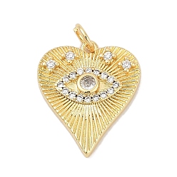 Настоящее золото 18K Латунные микро проложить кубического циркония подвески, сердце прелести, стойки покрытие, без кадмия и без свинца, долговечный, реальный 18 k позолоченный, 19.5x16x3 мм, отверстие : 3.5 мм