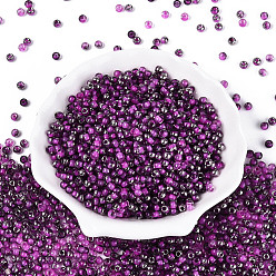 Фиолетовый Прозрачные внутри цветные стеклянные бусины, круглые, фиолетовые, 4x3 мм, отверстие : 1.4~1.5 мм, о: 7500 шт / 450 г