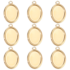 Настоящее золото 18K 10шт 304 подвеска из нержавеющей стали с кабошоном, ионное покрытие (ip), овальные, реальный 18 k позолоченный, лоток : 14x10 мм, 20x13x2 мм, отверстие : 1.6 мм