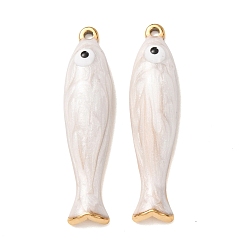 Белый Дым 304 подвески из нержавеющей стали, с эмалью, рыбы прелести, реальный 18 k позолоченный, ионное покрытие (ip), серый, 35x8.5x4 мм, отверстие : 1.4 мм