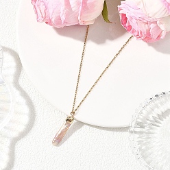 Rectangle Ожерелья с подвесками из натурального жемчуга кеши с гальваническим покрытием, с 304 кабельными цепочками из нержавеющей стали, золотые, белые, прямоугольные, 17.91 дюйм (45.5 см)