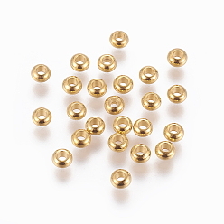 Золотой Spacer бисер латунные, рондель, золотые, 4x2 мм, отверстие : 2 мм