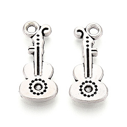 Античное Серебро Сплавочные подвески тибетского стиля, гитар, без кадмия и без свинца, античное серебро, 21x9x2 мм, отверстие : 1.8 мм