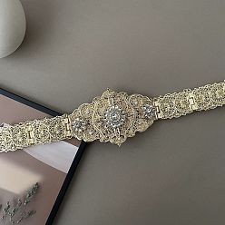 Золотой Сплав кристаллы стразы цветок невеста свадебное платье цепочка пояс, золотые, 1030 мм