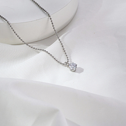 Нержавеющая Сталь Цвет Простые круглые подвески из нержавеющей стали с прозрачными кубическими цирконами для ежедневного ношения женщинами, цвет нержавеющей стали, 16.54 дюйм (42 см)