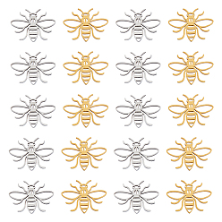 Золотой & Цвет Нержавеющей Стали 20 шт. 2 цвета 201 подвески из нержавеющей стали, лазерная резка, Пчелы, золотые и нержавеющая сталь цвет, 13x17x1.5 мм, отверстие : 1.4 мм, 10 шт / цвет