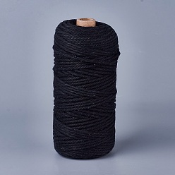 Negro Cordón de algodón macramé, cuerda de algodón retorcida, para colgar en la pared, colgadores de plantas, manualidades y decoraciones de boda, negro, 3 mm, aproximadamente 109.36 yardas (100 m) / rollo