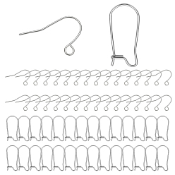 Нержавеющая Сталь Цвет 200 шт. 2 стили 304 фурнитура для сережек-колец из нержавеющей стали в форме почки, цвет нержавеющей стали, 13~20x9~22 мм, штифты : 0.6~0.7 мм, 100 шт / стиль