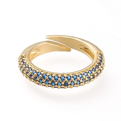 Темно-Голубой Регулируемые кольца манжеты из латуни с микропаве и кубическим цирконием, открытые кольца, долговечный, золотые, глубокое синее небо, Размер 5, 16 мм