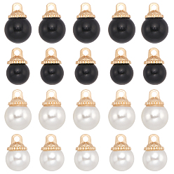 (52) Непрозрачная лаванда 40 шт 4 стили подвески из сплава, с пластиковыми бусинами из искусственного жемчуга, золотой свет, круглые, разноцветные, 15~17.5x9.5~12 мм, отверстие : 2.3 мм, 10 шт / стиль