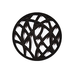 Черный Тополь древесина филигранные столярные изделия ссылки, окрашенные, полые плоские круглые, лазерная резка, чёрные, 44.5x2.5 мм