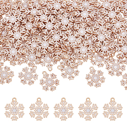 Белый 100 шт. подвески из эмалевого сплава в рождественском стиле, без кадмия и без свинца, золотой свет, снежинка, белые, 22x18x1.5 мм, отверстие : 1.8 мм