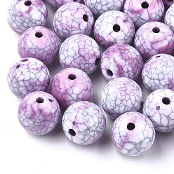 Орхидея Бисера треск акриловые, бусы из искусственного камня, круглые, сиреневые, 12.5~13 мм, Отверстие : 2 мм , около 340 шт / 500 г