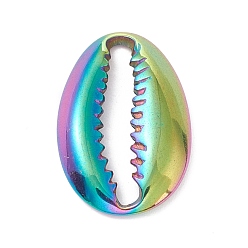 Rainbow Color Ионное покрытие (ip) 304 подвески из нержавеющей стали, форма раковины каури, Радуга цветов, 19x13x3 мм, отверстие : 3x15 мм