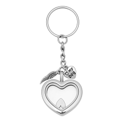 Платина Сердца сплава подвески, с кольцами из нержавеющей стали, платина, платина, 86 мм