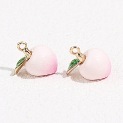 Peach Подвески с эмалью из фруктового сплава, золотые, персик, 15.5x13.5x10.5 мм, отверстие : 1.2 мм