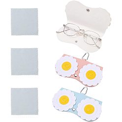 (52) Непрозрачная лаванда 3шт. Портативная сумка для очков из искусственной кожи pu, с алюминиевым пружинным кольцом и защелкивающейся кнопкой, для очков, солнцезащитные очки протектор, в форме глаза, с тканью для полировки замши 3шт., разноцветные, футляр для очков: 125x159x13мм, ткань для полировки: 95x75x2мм