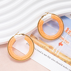 Сэнди Коричневый 304 из нержавеющей стали акриловые серьги обруча, золотые, песчаный коричневый, 35 мм