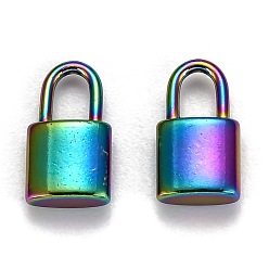 Rainbow Color Ионное покрытие (ip) 304 подвески из нержавеющей стали, замок навесной, Радуга цветов, 11x6x3 мм, отверстие : 2.5x4 мм
