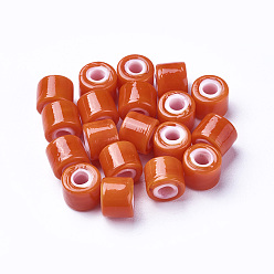 Оранжевый Бусины лэмпворк , колонка, оранжевые, 7.5~8x6~6.5 мм, отверстие : 3 мм