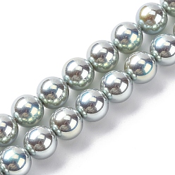 Светло-серый УФ-покрытие перламутровые стеклянные жемчужные бусины нити, имитация Австрийские кристаллические шарики, круглые, светло-серый, 8 мм, отверстие : 0.7 мм, около 51~52 шт / нитка, 15.35~15.75 дюйм (39~39.5 см)