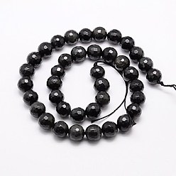 Obsidian Natural Obsidian Beads Strands, Faceted, Round, Black, 8mm, Hole: 1mm