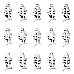 Античное Серебро Сплавочные подвески тибетского стиля, без кадмия и без свинца, рыбьей костью, античное серебро, 26x11.5x2.5 мм, отверстие : 2.5 мм