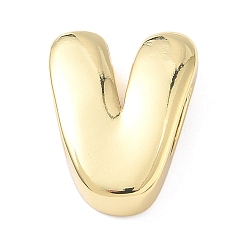 Letter V Латунные бусины с инициалами, реальный 18 k позолоченный, долговечный, стойки покрытие, без свинца и без кадмия, Буква V, 21.5x17.5x7 мм, отверстие : 8.5x3.5 мм