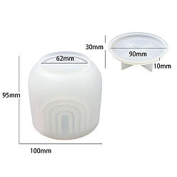 Белый Силиконовые формы для хранения свечей, Формы для свечей-колонн с крышкой, белые, основание: 10x9.5 см, крышка: 90x30 мм