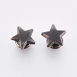 Черный Цвет Металла Заклепки из сплава, для кошелька, , ботинки, украшение кожаных ремесел, звезда, металлический черный , 8.5x8.5x7 мм