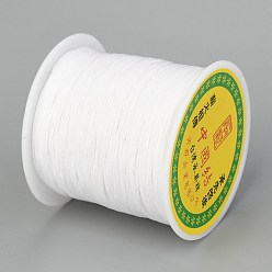 White Braided Nylon Thread, Chinese Knotting Cord Beading Cord for Beading Jewelry Making, White, 0.5mm, about 150yards/roll