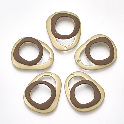 Сиена Подвески из гладкой поверхности, овальные, матовый золотой цвет, цвет охры, 29x24x4.5 мм, отверстие : 2 мм