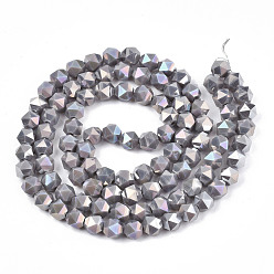 Thistle Electroplate Opaque Glass Beads Strands, AB Color Plated, Faceted, Round, Thistle, 5.5x5.5x5.5mm, Hole: 1mm, about 97~99pcs/strand, 20.87 inch~21.26 inch(53cm~54cm)