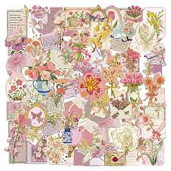 Разноцветный 50шт. наклейки с цветами для домашних животных, самоклеящиеся наклейки, для чемодана, скейтборде, холодильник, шлем, красочный, 52~72x38~55x0.1 мм