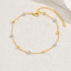 Золотой Летние браслеты на ногу из латунных кристаллов со стразами и геометрическими круглыми бусинами, идеально подходит для вечеринки и отпуска, золотые, 8-1/2 дюйм (215 мм)