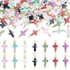 Золотой 70 шт. 7 цвета двухцветные крестообразные акриловые соединительные подвески, с 304 фурнитурой из нержавеющей стали, разноцветные, золотые, 28x12x4.5 мм, отверстие : 1.8~3 мм, 10 шт / цвет