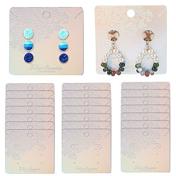 Light Sky Blue 50Pcs Laser Embossed Flower Paper Jewelry Display Cards for Earrings, Rectangle, Light Sky Blue, 7.5x7.5x0.05cm