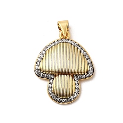 Гриб Латунные микро проложить кубического циркония подвески, стойки покрытие, долговечный, без свинца и без кадмия, реальный 18 k позолоченный, гриб, 24x19.5x5 мм, отверстие : 4.5x3.5 мм