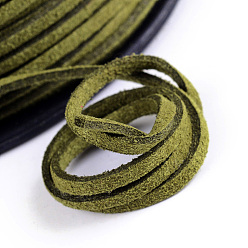 Olive Faux Suede Cords, Faux Suede Lace, Olive, 1/8 inch(3mm)x1.5mm, about 100yards/roll(91.44m/roll), 300 feet/roll