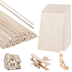(52) Непрозрачная лаванда 180шт. 2 стили деревянных палочек для поделок, поделки товары для рукоделия, с 10шт. деревянных листов, разноцветные, 300x3x3 мм