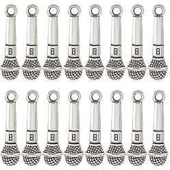 Античное Серебро 60 шт. Подвески из сплава в тибетском стиле, микрофон, без кадмия и без свинца, античное серебро, 26x7x5 мм, отверстие : 2.5 мм