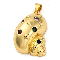 Настоящее золото 18K Латунные микро проложить кубического циркония подвески, без кадмия и без свинца, оболочки прелести, с целью перехода в кольце, реальный 18 k позолоченный, 27x18.5x10 мм, отверстие : 4.5x3.5 мм